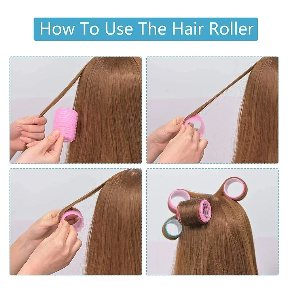 Heallor No Heat Hair Bang Volume Self-adhesive Hook &lamp Loop Self-Grip Hair Roller Heatless Hair Curlers DIY Styling Tool Rand