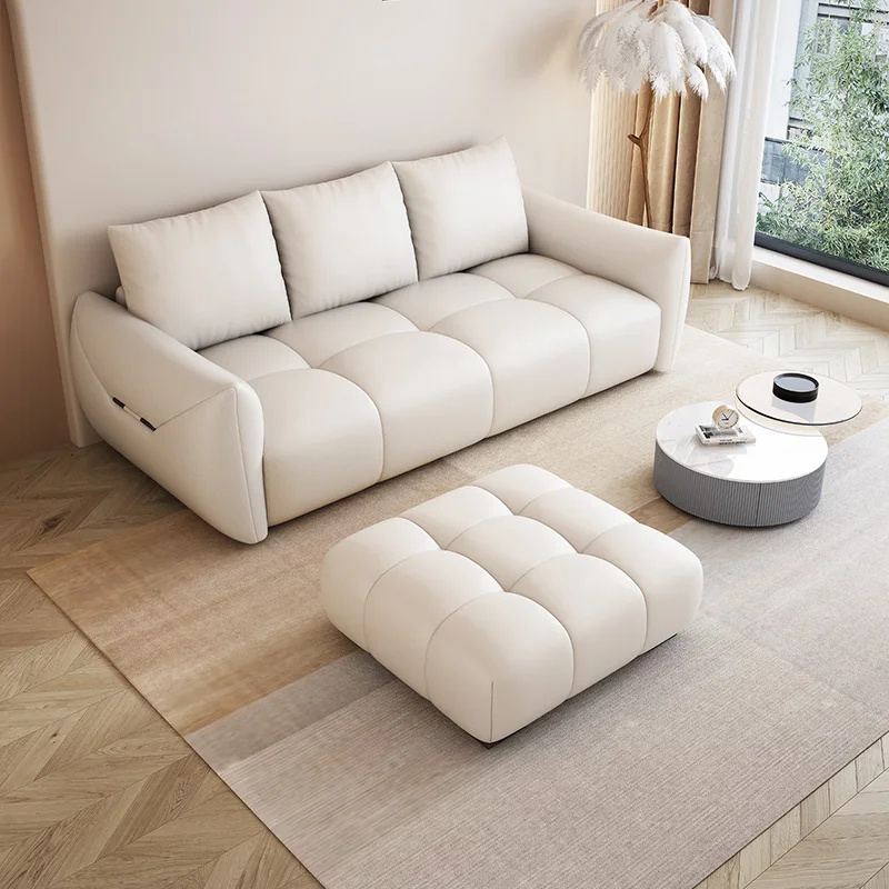 Italian technology cloth light luxury cream wind sofa living room modern simple three or four people in-line combination online