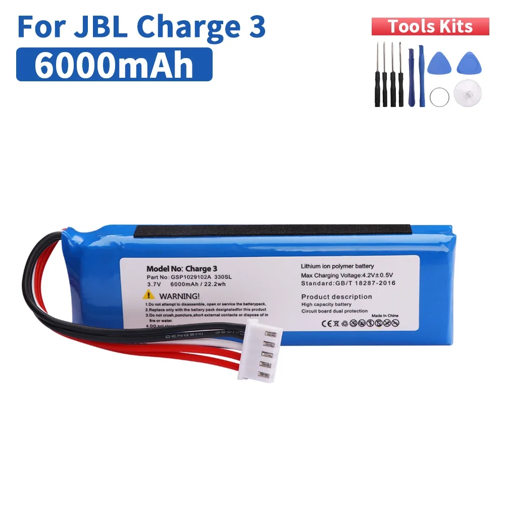 بطارية بديلة أصلية لشحن 6000 مللي أمبير في الساعة 3 لـ JBL Charge 3 Charge3 GSP 1029102 بطارية