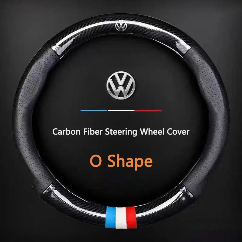 Funda de cuero para volante de coche, transpirable, antideslizante, para Volkswagen VW Polo Golf Gol Volante Scirocco Passat Sedan Jetta Tayron