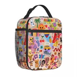 Lunch Bag Karol G Manana Portable Zipper Lunch Box For Girls Sera BonitoI 3D School Cooler Bag Retro Waterproof Tote Food Bags