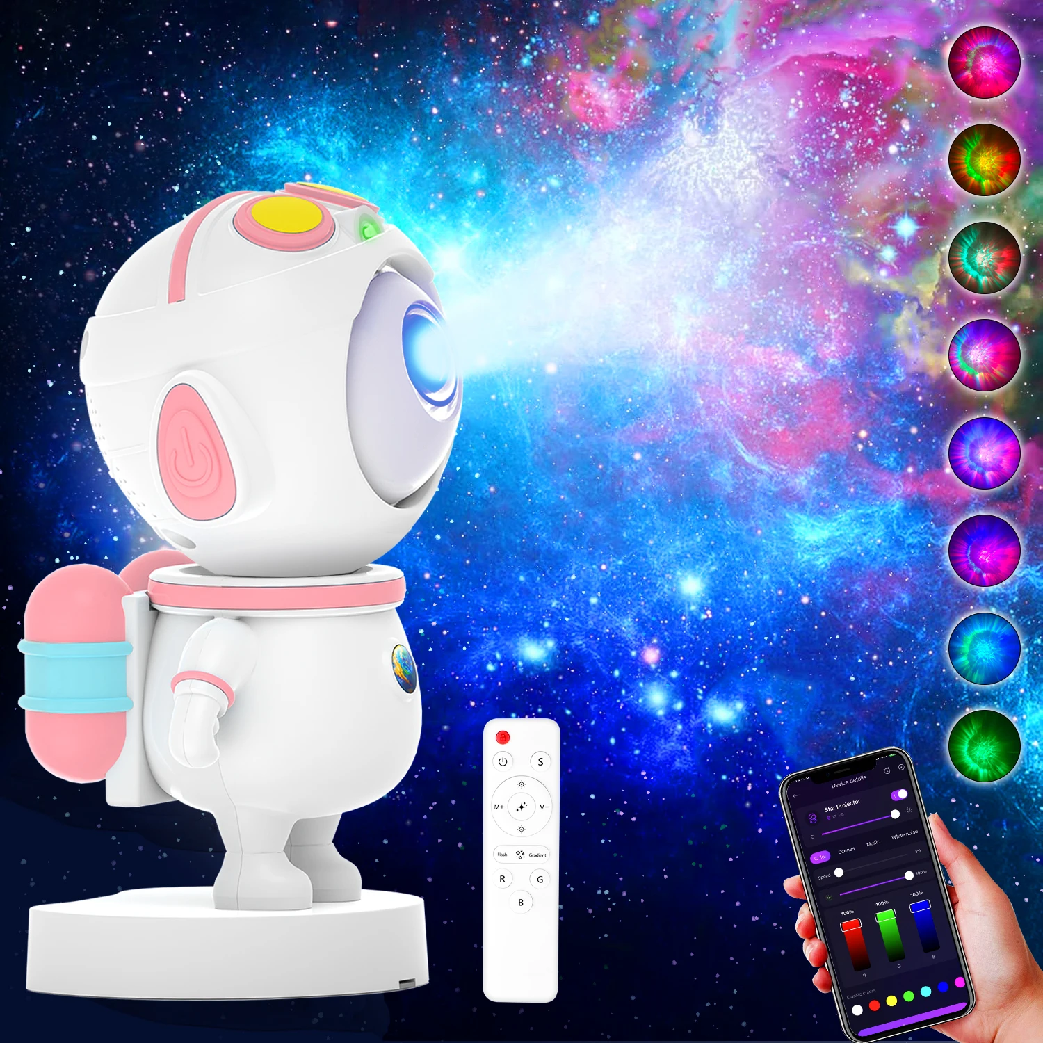 

TouCloud Galaxy Star Projector: 8 modes, remote control & 360° adjustability. Perfect starry night light gift for kids & adults.