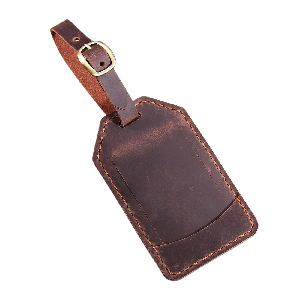 

Handmade Crazy Horse Leather Custom Luggage Tags Label Baggage Boarding Tag ID Address Suitcase Tags Custom Personalized Name