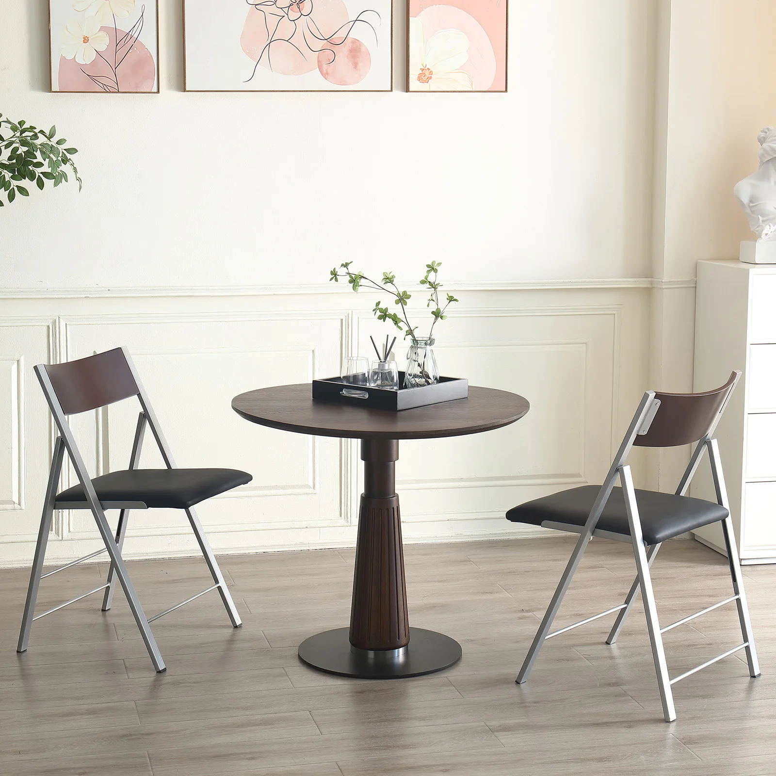 طاولة طعام حديثة مستديرة في منتصف القرن أفضل منتجات الاختيار 31.5 بوصة طاولة ترفيهية لتوفير المساحة لشخصين إلى 4 أشخاص