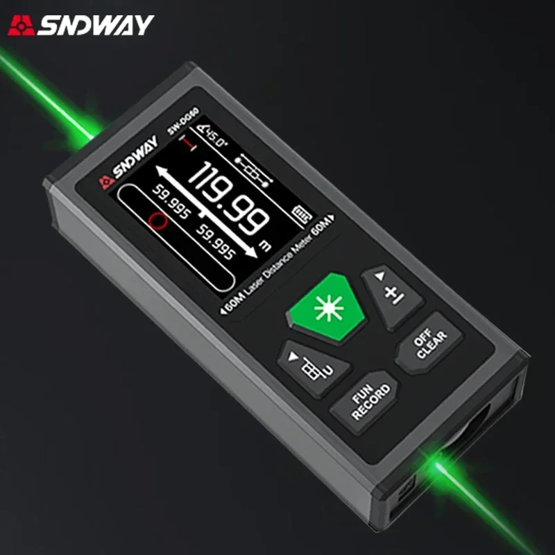 Sndway Bilateral Laser Distance Meter 200m Dual Laser Distance Measure Digital Rangfinder Rechargeable Laser Measure Tool