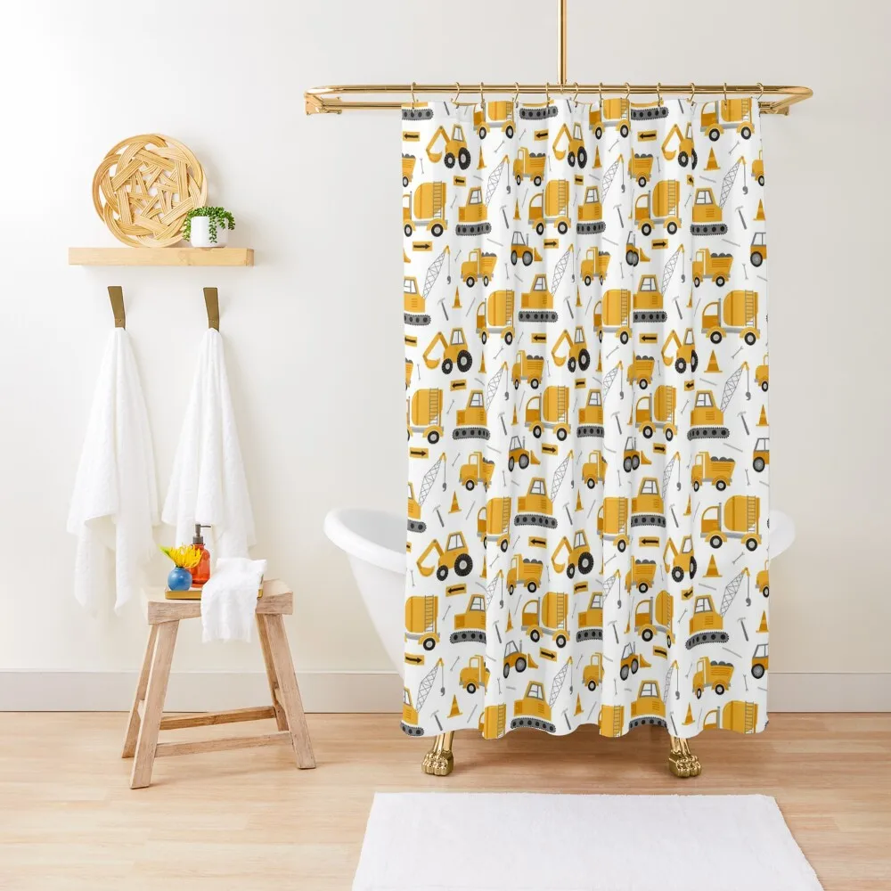 

Construction Trucks Shower Curtain Bathroom Decor For Bathroom Curtain