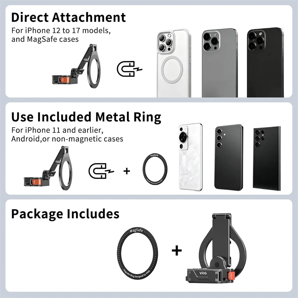 Aluminiowy uchwyt magnetyczny z mocowaniem 1/4 cala i zimną stopką do DJI Pocket 3/4/4P Xtra, magnetyczny uchwyt rozszerzający do telefonu iPhone 17 -12 — zdjęcie produktu 6