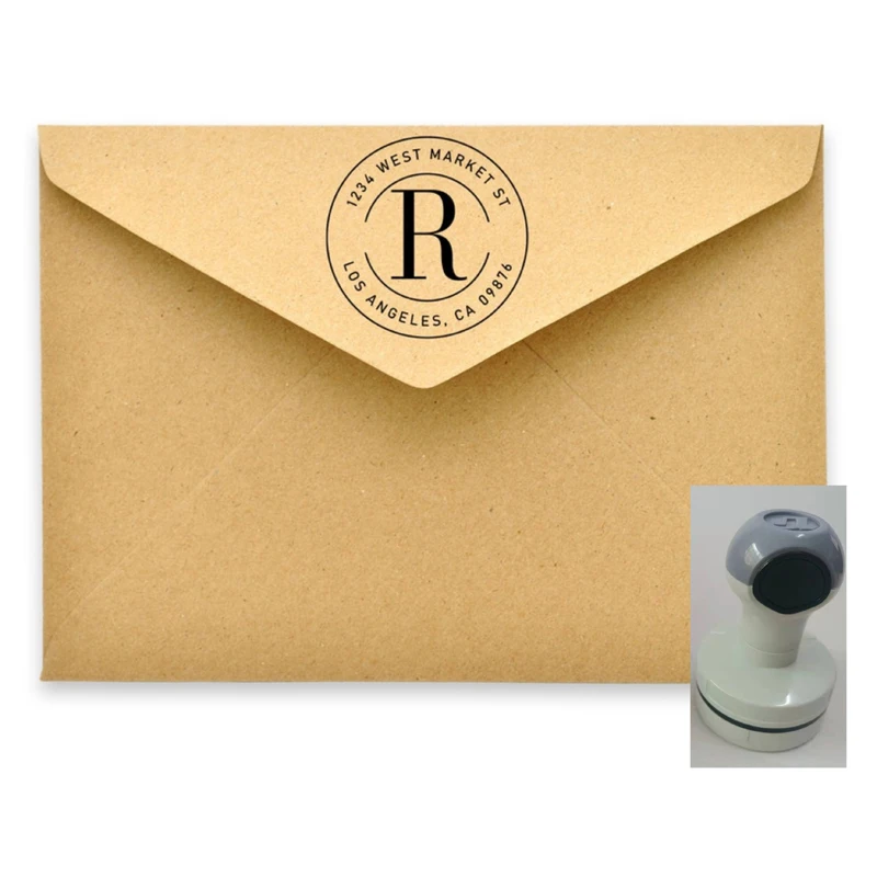 Custom Logo Double Round Border Stamp Self-Inking Stamper Rubber Personalized StampStamps for Local Business