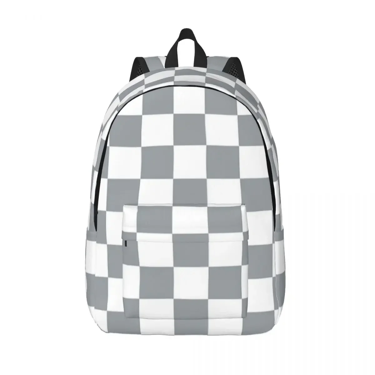 

Gray And White Checkerboard Casual Backpack Sports Student Business Daypack for Men Women Laptop Computer Canvas Bags