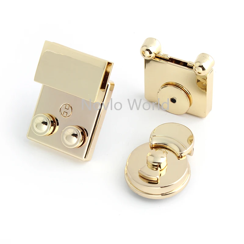 2-10sets Metal Clasp Snap Locks Perfect For Leather Shoulder Bags Purse Briefcase Square Round Lock Buckle Hardware Accessories