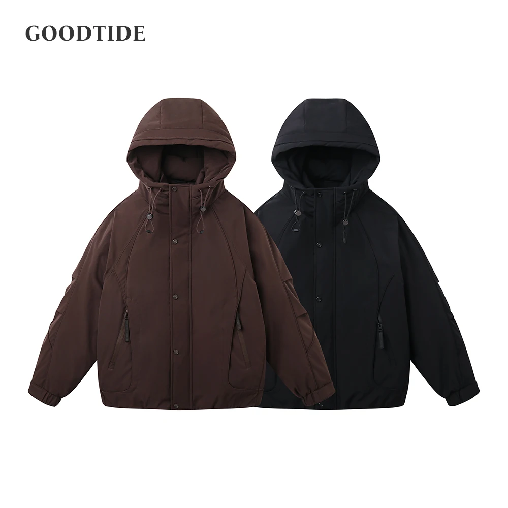 

Men's 90% White Duck Down Hooded Puffer Jacket 2025 Winter New Windproof Warm Solid Color Loose Outerwear