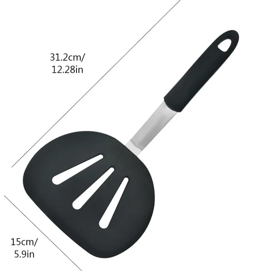 Stainless steel cooking high-temperature resistant silicone flexible spatula for frying fish and pancake