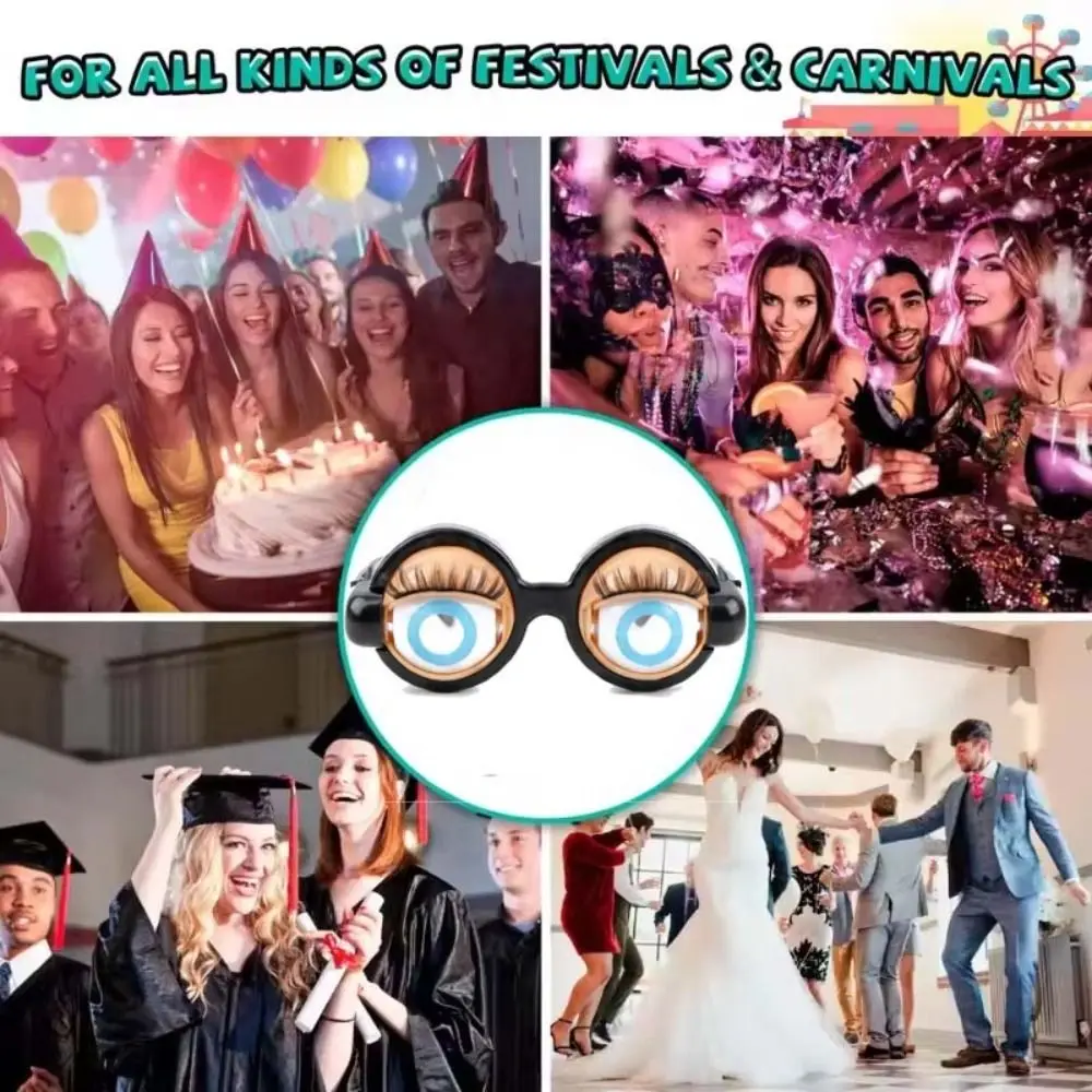 Pull String Funny Glasses Plastic Material Party Decor Crazy Eyes Props Christmas Party With eyelashes Novelty Glasses