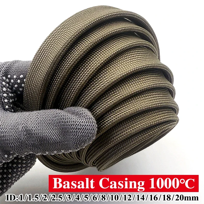 Image of 1000°C Schutzmantel Verschleißfester Geflochtener Basalt-Schlauch Hochtemperaturbeständiges HTG-Rohr Schaltschrank-Verkabelungsschutzummantelung