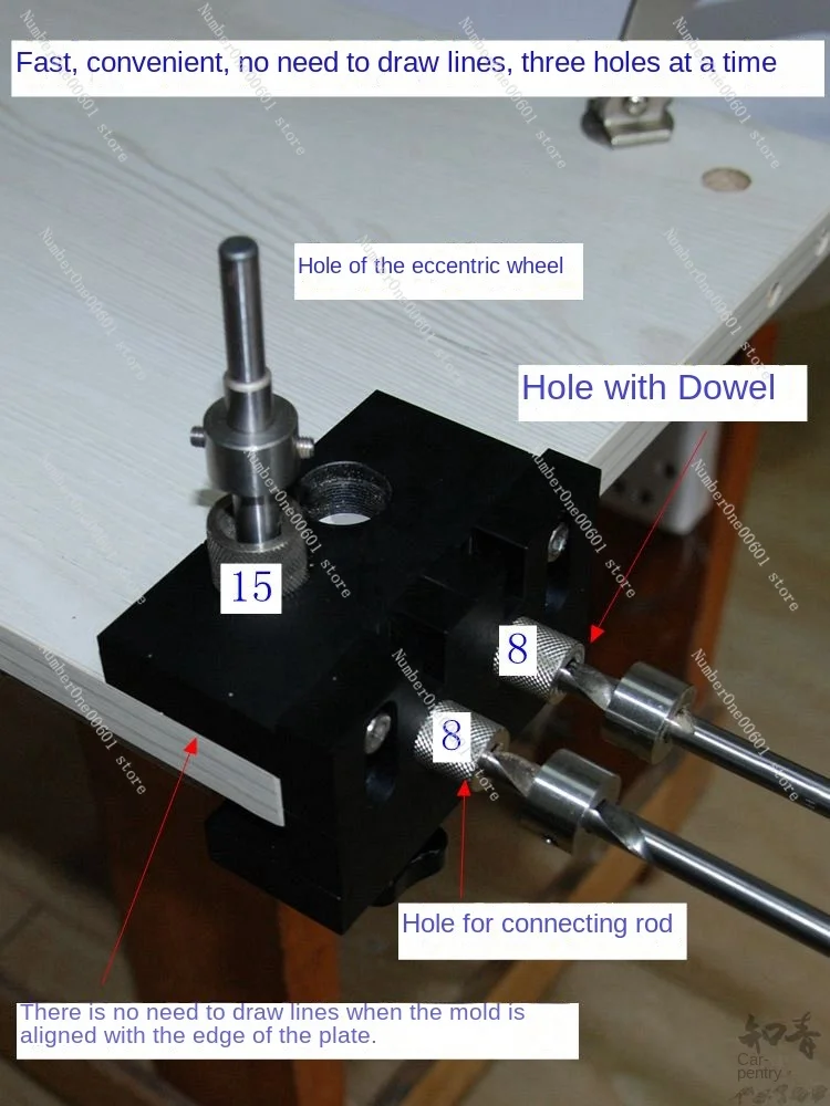 Furniture Three-in-One Puncher Woodworking round Wood Tenon Connector Multifunctional Cabinet Drilling Drill Sleeve Height 30