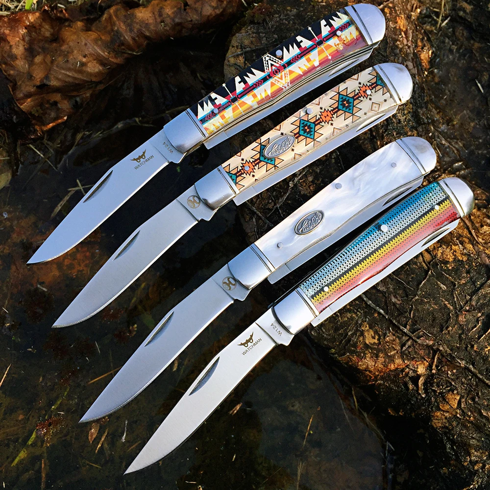 Watchman w124 deslizamento conjunta lâmina dobrável facas de bolso clássico tradicional caça pesca acampamento tático alta qualidade