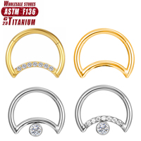 F136 Titanium Piercing Nose Ring Tragus Earrings 16G Cartilage Zircon Hinged Segment Septum Daith Helix Women Jewelry Wholesale