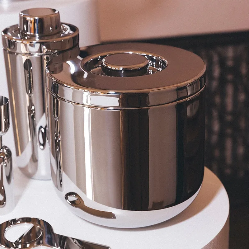 Nordic double-layer stainless steel ice bucket household wine set high value wine champagne beer red wine chilled ice bucket