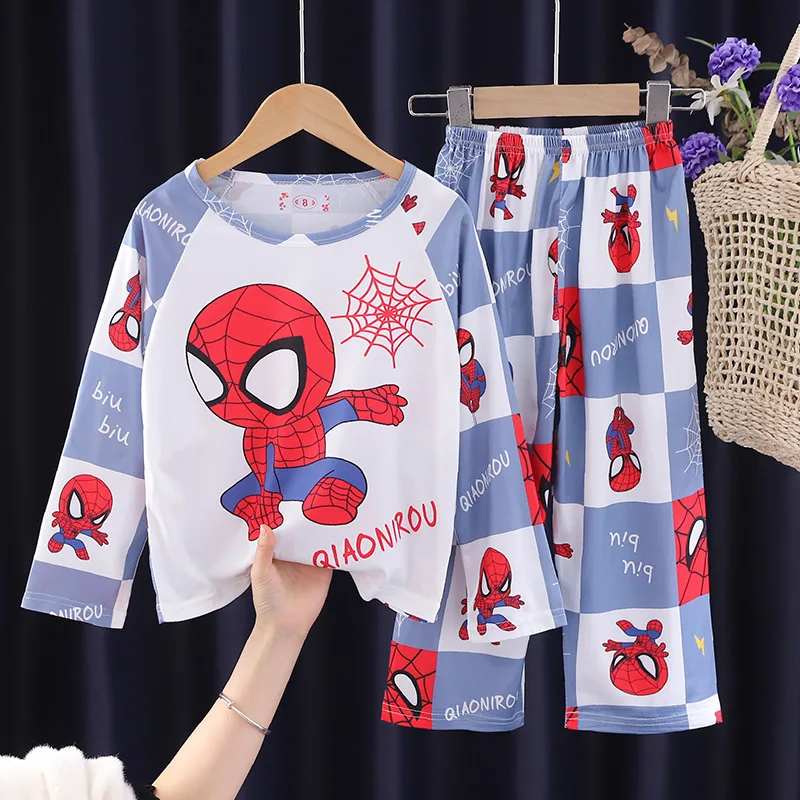 Marvel Spiderman Children Pajama Sets Unisex Breathable Comfortable Nightwear Set Boys Girls Trendy Indoor Clothes Autumn