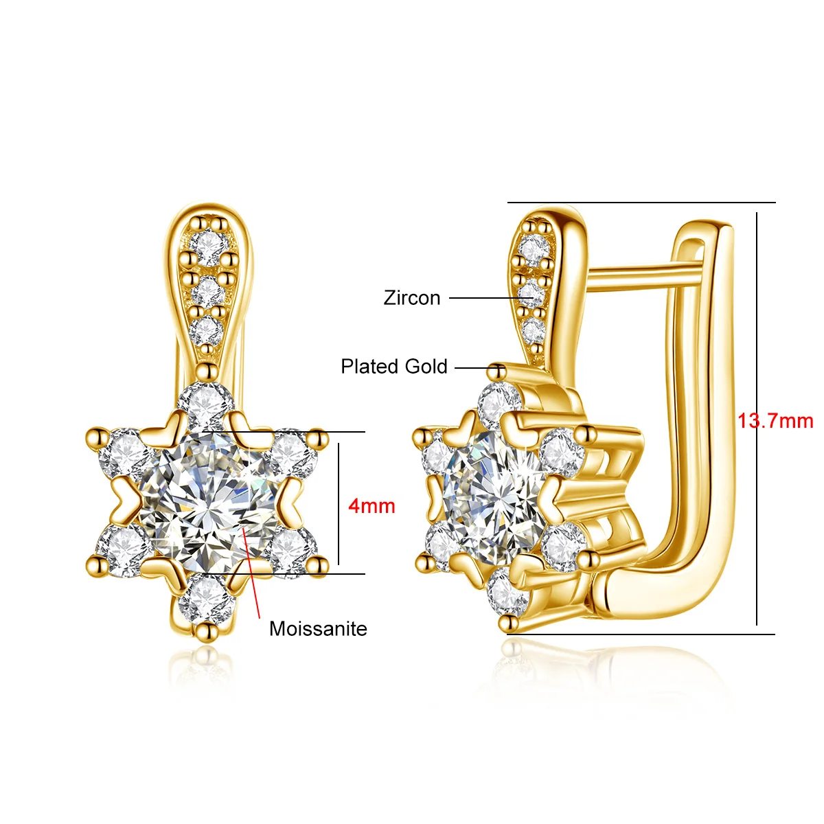 100% 925 Sterling Zilveren 4.5Mm D Kleur Vvs1 Moissanite Oorknopjes Voor Vrouwen Topkwaliteit Mousserende Bruiloft Sieraden