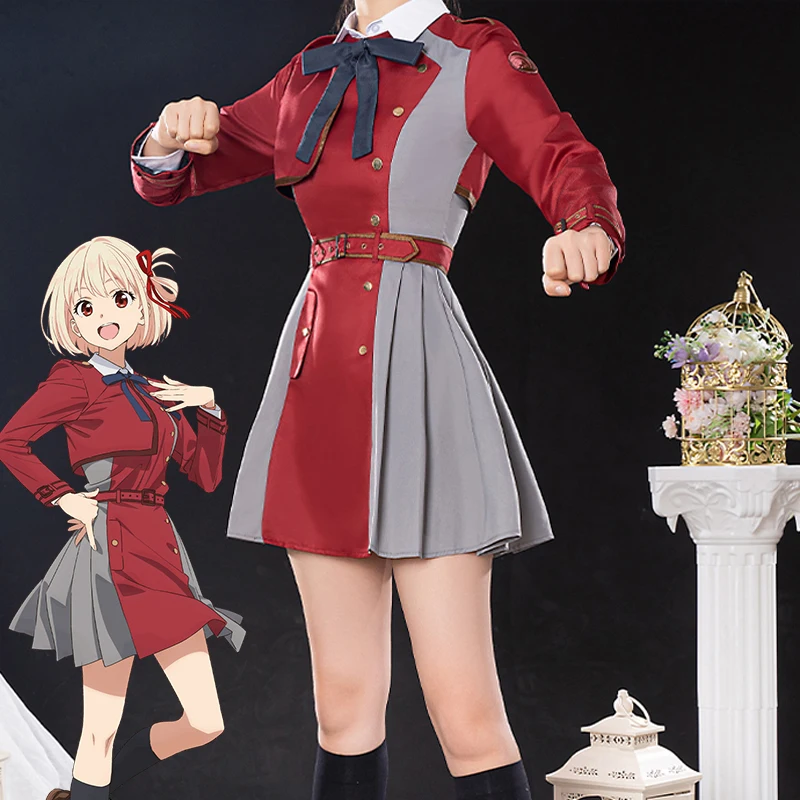 Neue kostüm cos Nishikigi Chisato cosplay Anime Recoil Lycoris uniform red kleid kühlen outfit H