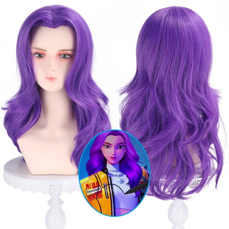 Rumi Wigs Movie KPop Demon Hunter Cosplay Wig Adult Purple Long Loose Hair Women Halloween Party Performance Props Length 60cm