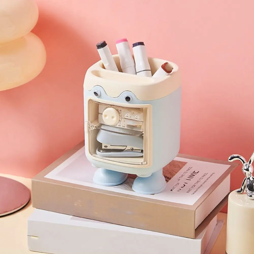 

Transparent Pig Pencil Holder Divided Multifunctional Makeup Storage Large-capacity Organizer Cartoon Pen Case Stationery