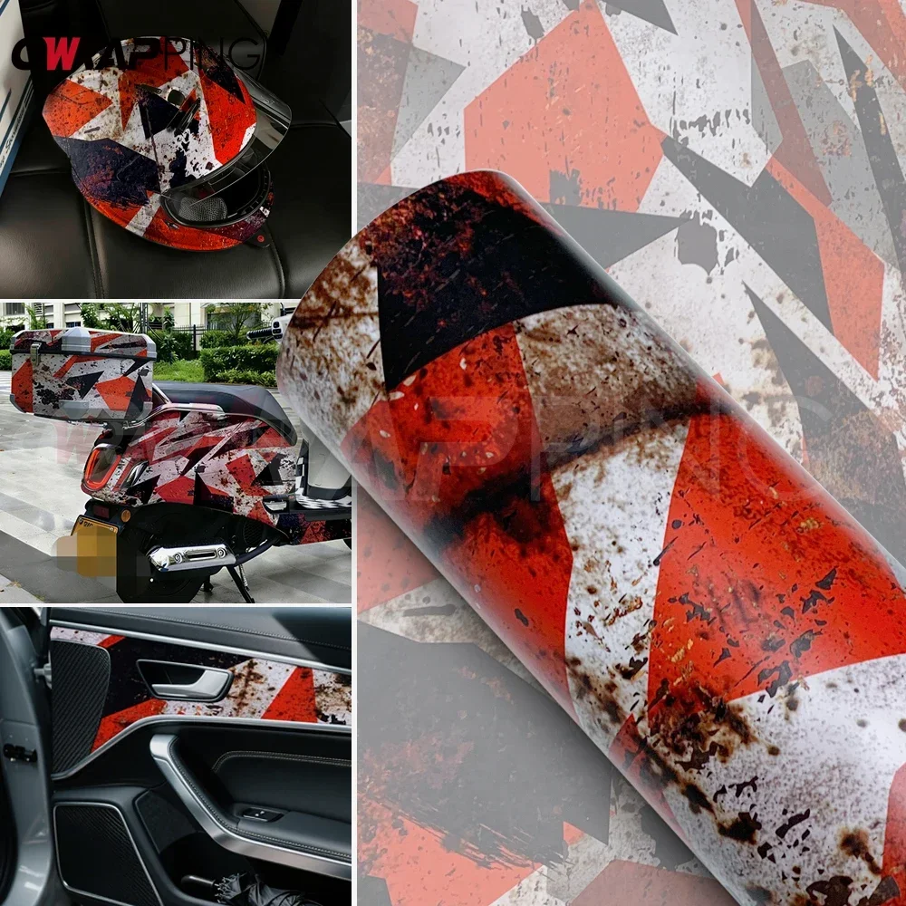 Car Decorating Waterproof Film Wrapping Tools Self-Adhesive DIY Auto Stickers Rust Texture Anti-Scratch Motorcycle Helmet Vinyl