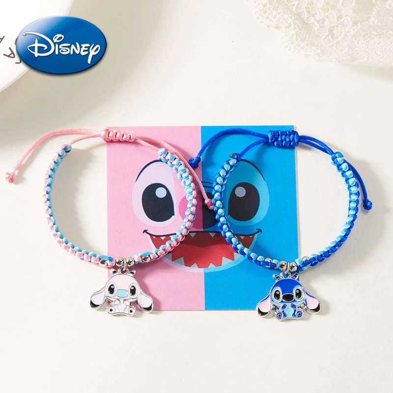 

Disney Stitch Angel A Pair Bracelet Cartoon Woven Bead Wristband Magnetic Attraction Jewelry Accessories Friend Lovers Gifts