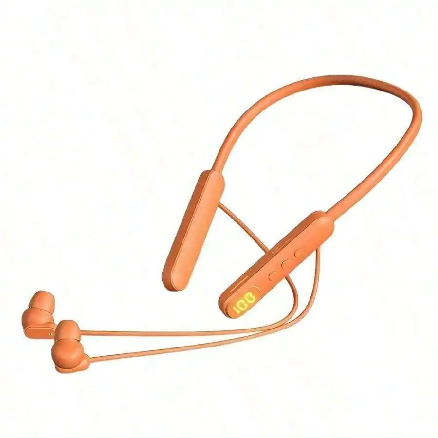 

1pc Orange Neckband Headphones Sleek Modern Lightweight Ergonomic Design Soft Comfortable Material 4888 Hours Long Standby Dual Mode Acoustic Cavity Digital Noise Reduction 360°Surround Sound Long Battery Life Secure Fit Sports Airy Wear Wireless Neckband