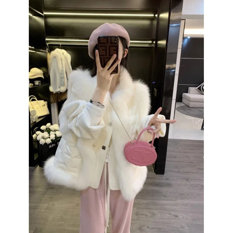 2024 New Real fur,Winter Thick Warm Real Fur Coats Natural Shearling Motor Biker jackets for women