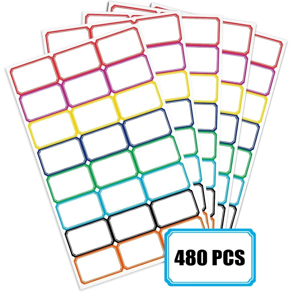 

Colorful Border Name Badge Labels for Office and School - 480 Labels, 8 Colors