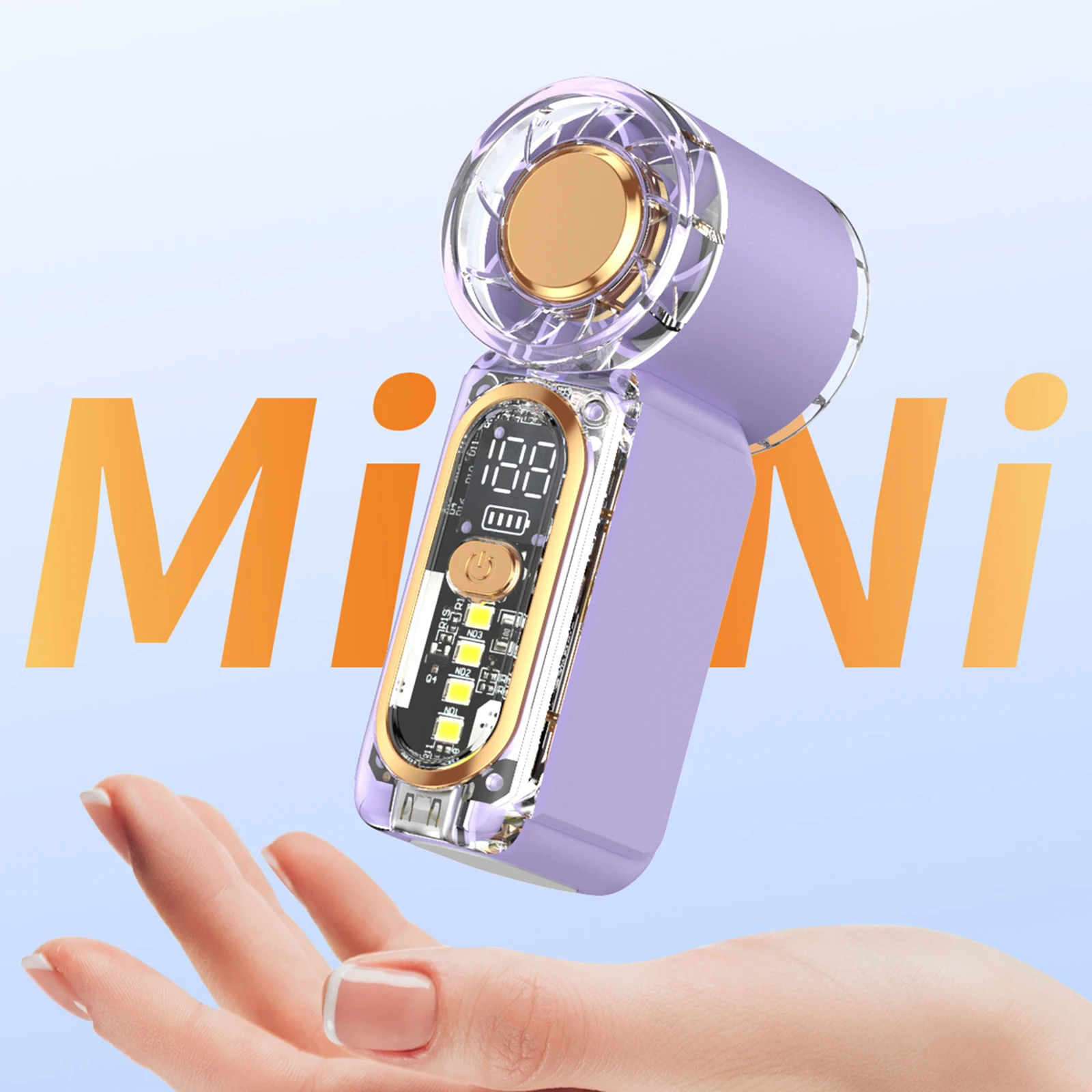 Personal Mini Personal Pocket Fans SOS Flashing Light Ultra-Quiet Small Electric Fan 100-Level Speeds for Travel/Summer/Concerts