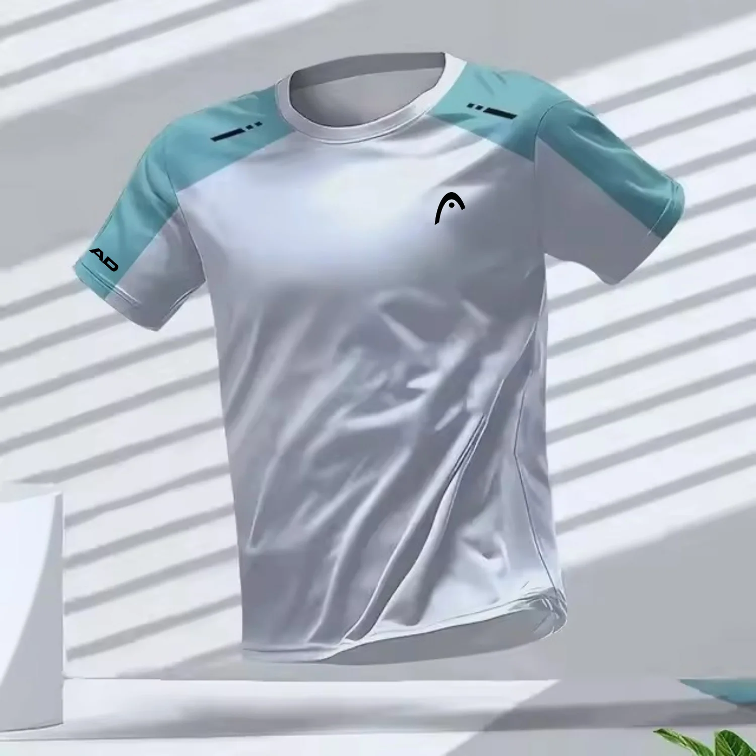 Quick drying and sweat absorbing men's T-shirt with 3D printed tennis and pizza sports T-shirt, street fashion short sleeved image 3