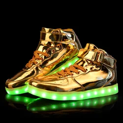 Trump LED Light Up Shoes Light for Men High Top LED Sneakers USB Recharging Shoes Women Glowing Luminous Flashing Shoes LED Kids