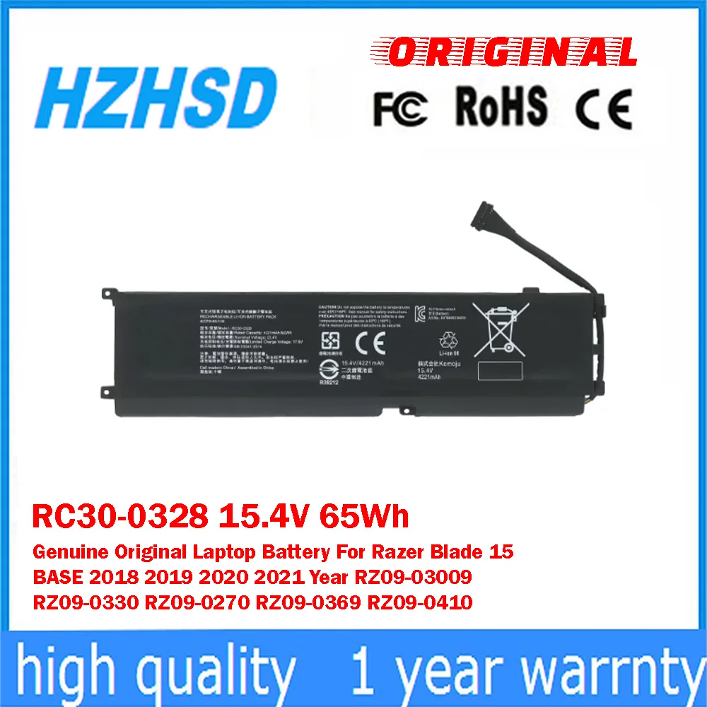 

RC30-0328 15.4V 65Wh Оригинальная батарея для ноутбука Razer Blade 15 BASE 2018 2019 2020 2021 RZ09-03009 RZ09-0330 RZ09-0270