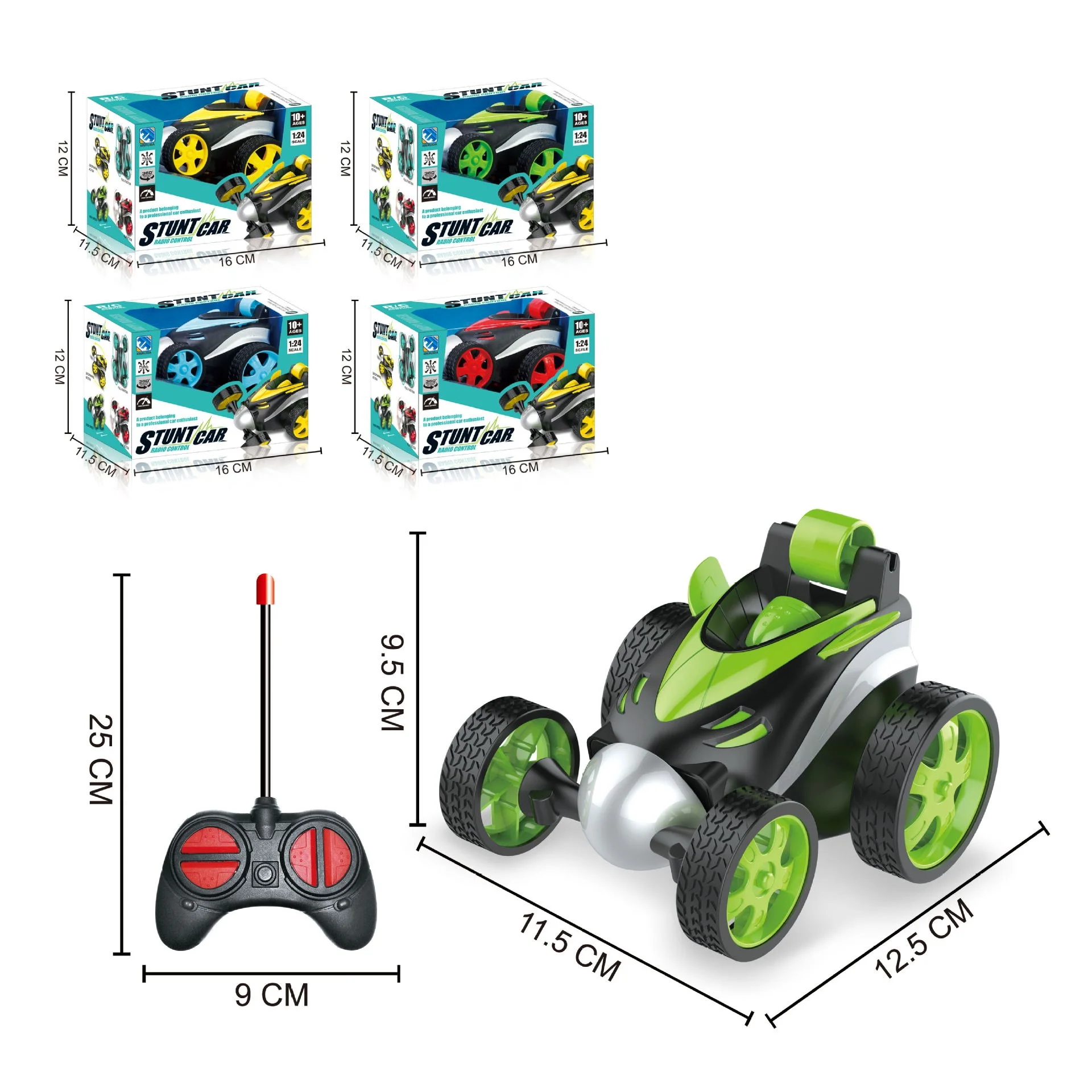 2.4GHz 4WD RC Stunt Car Drift Tumbling Electric Wireless RC Cars Toy For Kids Boys Christmas Blue Green Red