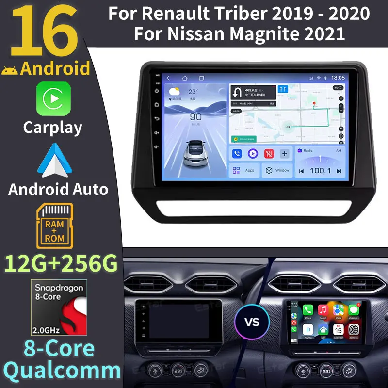 For Renault Triber 2019 - 2020 For Nissan Magnite 2021 RHD Android 16 Car Radio Wireless Carplay DSP Octa Core Multimedia Player