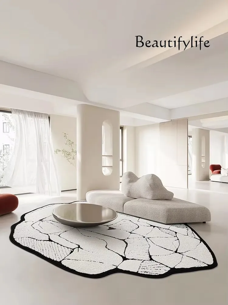 Irregular Premium Living Room Carpet Black and White Retro Floor Mat  Anti-Fouling Waterproof Silk Mountain Stone Series