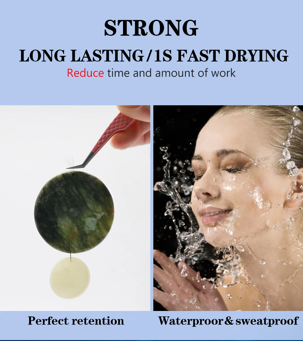 Qeelasee Professioneller Wimpernkleber 1s, schnell trocknend, wasserdicht, langlebig, mildes Wimpernverlängerungs-Make-up für den Salon – Detail 4