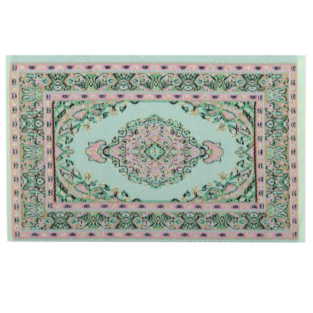 Embroidery Cloth Mat Turkish Carpet Miniature Rug for 1 12 Scale Dollhouse Floor Covering Furniture Decor