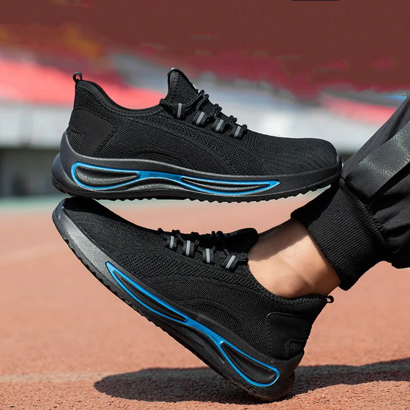 men's casual breathable steel toe cap work safety shoes air mesh worker sneakers tooling security boots protective footwear mans