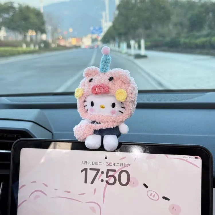 

Cartoon Plush Hello Kitty Car Center Console Ornament Screen Ornaments Cute Car Doll Car Interior Decorative Accessories