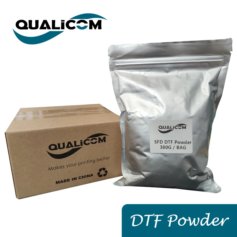 Qualicom-Polvo de fusión en caliente de TPU para impresora de película de transferencia directa, la mejor calidad de polvo DTF, 400G