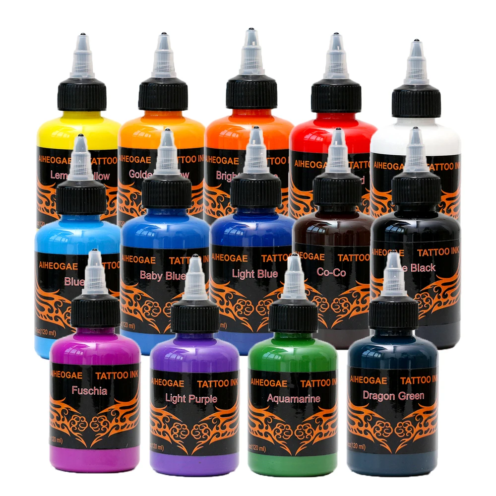 

14Colors 120ml/Bottle Professional TattooInk for Body Art Natural Plant Micropigmentation Pigment Permanent Tattoo Ink