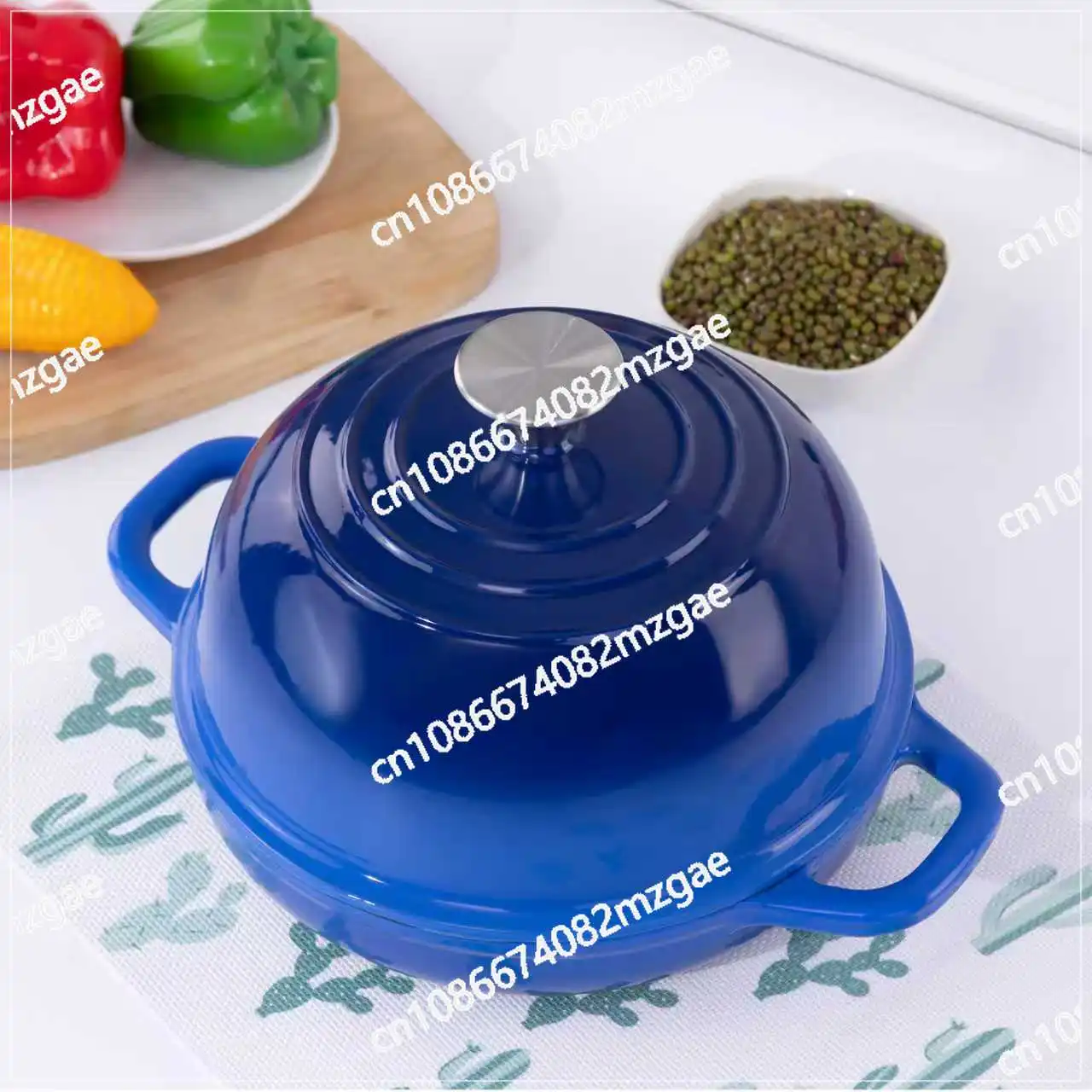 

Эмалированная чугунная кастрюля 24 см для выпечки хлеба, европейская кастрюля-багетница с плоским дном, для морепродуктов, для использования в пароварке и духовке