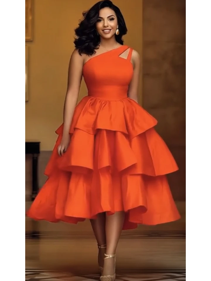 Elegant One Shoulder Cutout Midi Dress for Women