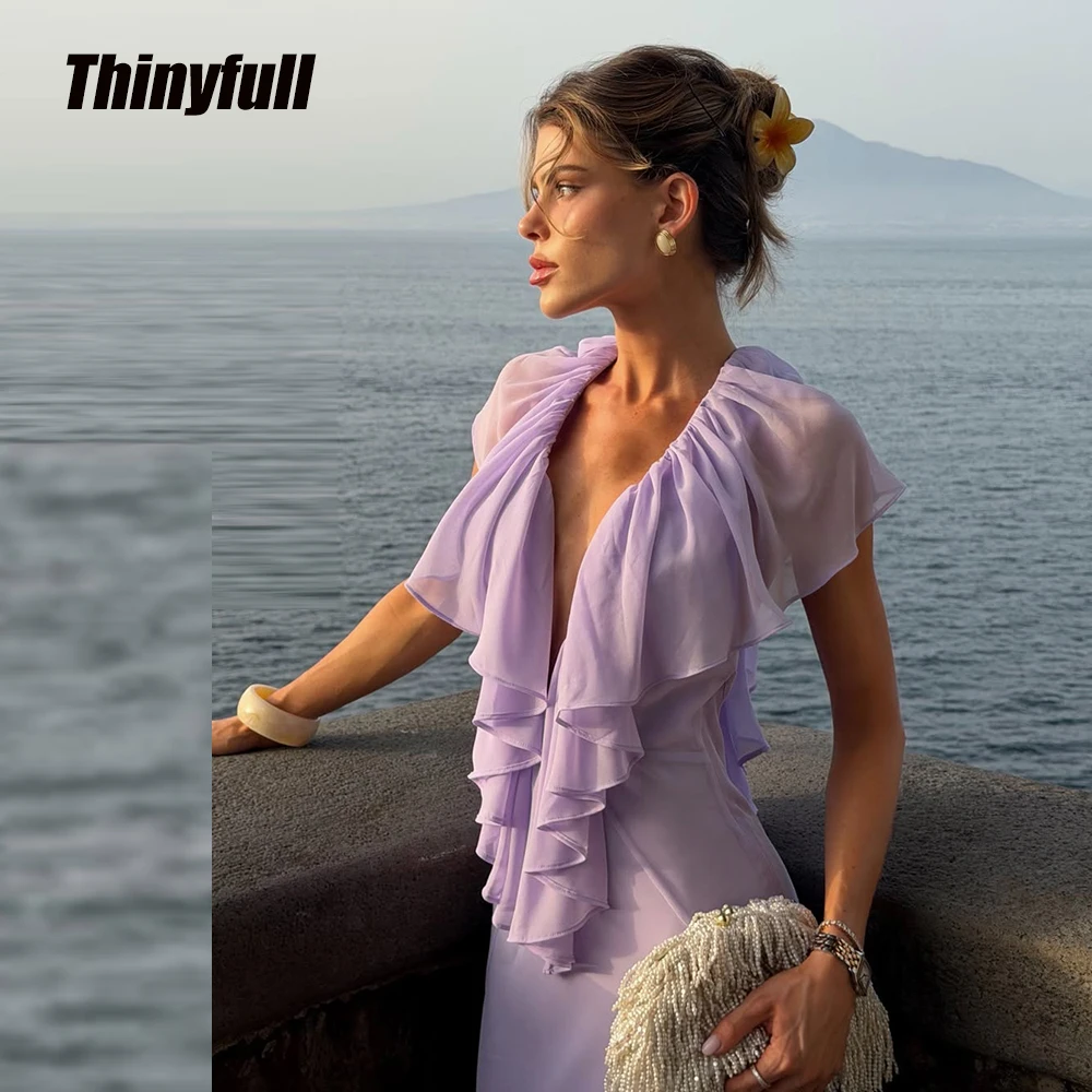 Thinyfull Mermaid Chiffon 2026 Prom Dresses Deep V-neck Sleeveless Evening Dress Long Party Gown Robe De Soirée Customized