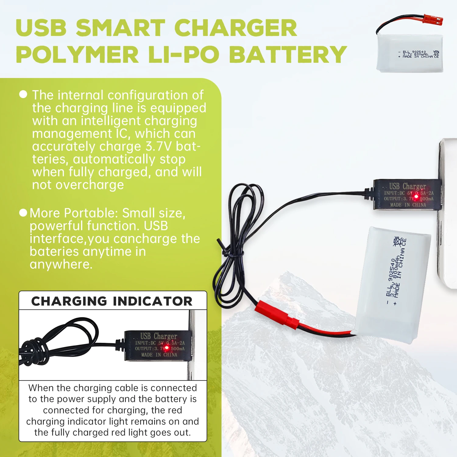 2 個 3.7V 800mAh リポバッテリー USB 充電器付き SYMA X56W MJX X400W X300C X800 HS110 HS200 S670 V950hd S1750 V2450 RC ドローン用