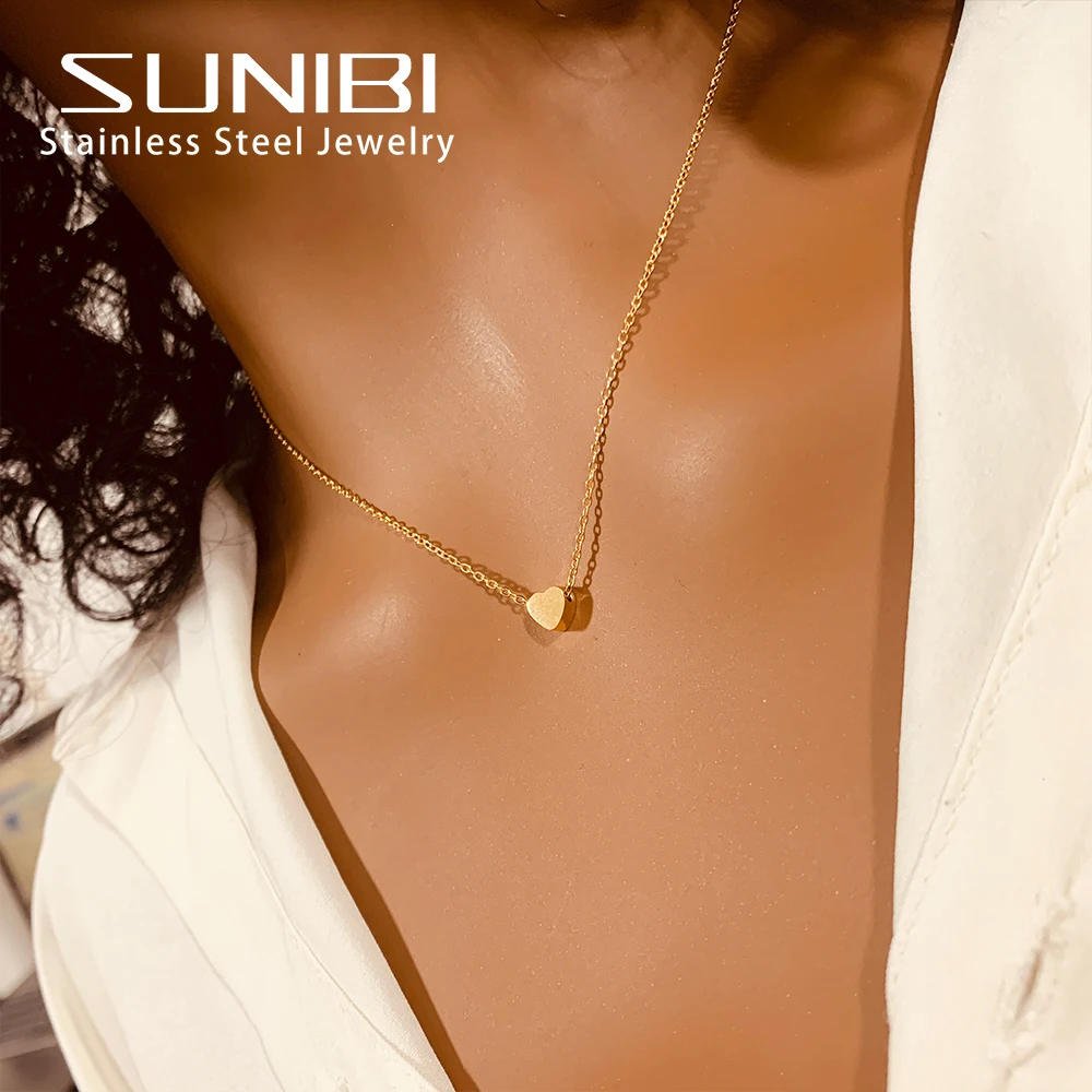 Tiny Heart Choker Necklace for Women Silver Color Chain Smalll Love Necklace Pendant on neck Bohemian Chocker Necklace Jewelry